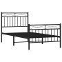 Bed frame with headboard and black metal footboard 90x190 cm by , Beds and slatted bases - Ref: Foro24-373701, Price: 70,28 €...