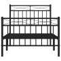 Bed frame with headboard and black metal footboard 90x190 cm by , Beds and slatted bases - Ref: Foro24-373701, Price: 70,28 €...