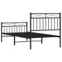 Bed frame with headboard and black metal footboard 90x190 cm by , Beds and slatted bases - Ref: Foro24-373701, Price: 70,28 €...