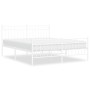 Metal bed frame with headboard and white footboard 150x200 cm by , Beds and slatted bases - Ref: Foro24-373760, Price: 111,99...