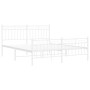 Metal bed frame with headboard and white footboard 150x200 cm by , Beds and slatted bases - Ref: Foro24-373760, Price: 111,99...