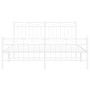 Metal bed frame with headboard and white footboard 150x200 cm by , Beds and slatted bases - Ref: Foro24-373760, Price: 111,99...