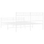 Metal bed frame with headboard and white footboard 150x200 cm by , Beds and slatted bases - Ref: Foro24-373760, Price: 111,99...