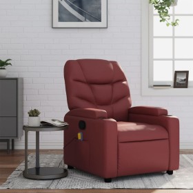 Reclining massage armchair in synthetic red wine leather by , Armchairs - Ref: Foro24-372476, Price: 245,99 €, Discount: %