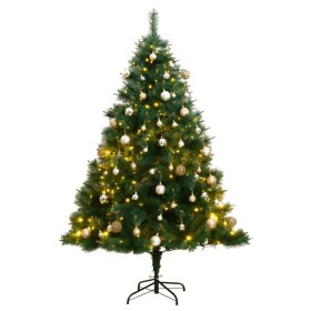 Artificial Christmas tree with hinges 300 LED and balls 240 cm by , Christmas trees - Ref: Foro24-3210370, Price: 247,19 €, D...