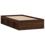 Brown oak bed frame 100x200 cm by , Beds and slatted bases - Ref: Foro24-3203837, Price: 132,34 €, Discount: %