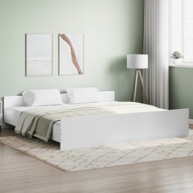 Bed frame with white headboard and footboard 200x200 cm by , Beds and slatted bases - Ref: Foro24-3203733, Price: 141,92 €, D...