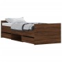 Bed frame with brown oak headboard and footboard 75x190 cm by , Beds and slatted bases - Ref: Foro24-3203823, Price: 162,99 €...