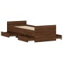 Bed frame with brown oak headboard and footboard 75x190 cm by , Beds and slatted bases - Ref: Foro24-3203823, Price: 162,99 €...