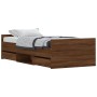 Estructura de cama con cabecero piecero roble marrón 100x200 cm de , Camas y somieres - Ref: Foro24-3203802, Precio: 218,13 €...