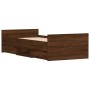 Bed frame with brown oak headboard and footboard 100x200 cm by , Beds and slatted bases - Ref: Foro24-3203802, Price: 218,13 ...