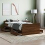 Bed frame with brown oak headboard and footboard 90x200 cm by , Beds and slatted bases - Ref: Foro24-3203809, Price: 200,28 €...