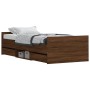 Bed frame with brown oak headboard and footboard 90x200 cm by , Beds and slatted bases - Ref: Foro24-3203809, Price: 200,28 €...