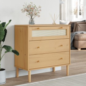 SENJA chest of drawers in solid pine wood with a brown rattan look, measuring 80x40x80cm. by , Drawers - Ref: Foro24-358022, ...