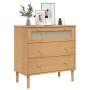 SENJA chest of drawers in solid pine wood with a brown rattan look, measuring 80x40x80cm. by , Drawers - Ref: Foro24-358022, ...