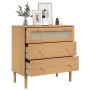 Cómoda SENJA aspecto ratán madera maciza pino marrón 80x40x80cm de , Cajoneras - Ref: Foro24-358022, Precio: 97,07 €, Descuen...