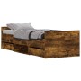 Bed frame with smoked oak headboard and footboard 75x190 cm by , Beds and slatted bases - Ref: Foro24-3203821, Price: 154,53 ...