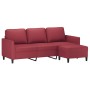 Sofá de 3 plazas con taburete cuero sintético rojo tinto 180 cm de , Sofás - Ref: Foro24-3201125, Precio: 341,10 €, Descuento: %