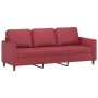 Sofá de 3 plazas con taburete cuero sintético rojo tinto 180 cm de , Sofás - Ref: Foro24-3201125, Precio: 341,10 €, Descuento: %