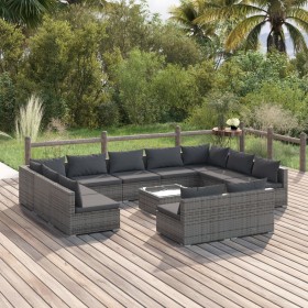 Set de muebles de jardín 12 pzas cojines ratán sintético gris de , Conjuntos de jardín - Ref: Foro24-3102133, Precio: 1,00 €,...