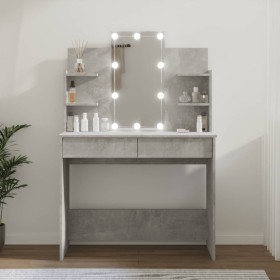 Concrete gray LED dressing table 96x40x142 cm by , Bedroom Dressers - Ref: Foro24-808823, Price: 177,99 €, Discount: %