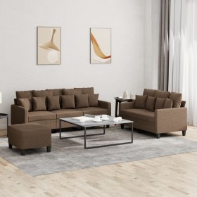 Sofa set with cushions 3 pieces brown fabric by , Sofas - Ref: Foro24-3201675, Price: 571,52 €, Discount: %