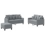 Sofagarnitur mit Kissen 3-teilig aus hellgrauem Stoff von , Sofas - Ref: Foro24-3201656, Preis: 522,16 €, Rabatt: %