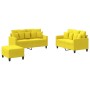 Sofa set with cushions 3 pieces light yellow fabric by , Sofas - Ref: Foro24-3201661, Price: 521,67 €, Discount: %