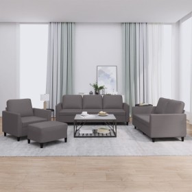 Gray synthetic leather 4-piece sofa set with cushions by , Sofas - Ref: Foro24-3201747, Price: 717,37 €, Discount: %