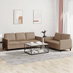 2-teilige Sofagarnitur aus Cappuccino-Kunstleder mit Kissen von , Sofas - Ref: Foro24-3201764, Preis: 514,59 €, Rabatt: %