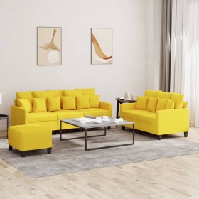 Juego de sofás con cojines 3 piezas tela amarillo claro de , Sofás - Ref: Foro24-3201677, Precio: 571,99 €, Descuento: %