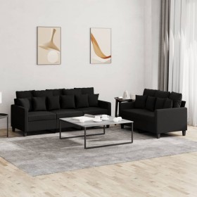 Sofagarnitur mit Kissen 2-teilig aus schwarzem Stoff von , Sofas - Ref: Foro24-3201668, Preis: 544,68 €, Rabatt: %