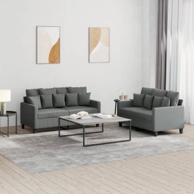 Sofa set with cushions 2 pieces dark gray fabric by , Sofas - Ref: Foro24-3201649, Price: 465,99 €, Discount: %