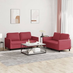 Sofa set with cushions 2 pieces red synthetic leather by , Sofas - Ref: Foro24-3201753, Price: 447,99 €, Discount: %