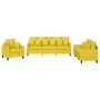 Sofa set with cushions 3 pieces light yellow fabric by , Sofas - Ref: Foro24-3201637, Price: 649,29 €, Discount: %