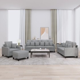 Sofa set with cushions 4 pieces light gray fabric by , Sofas - Ref: Foro24-3201640, Price: 762,14 €, Discount: %