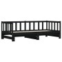 Trundle sofa bed solid black pine wood 80x200 cm by , Beds and slatted bases - Ref: Foro24-836161, Price: 176,15 €, Discount: %