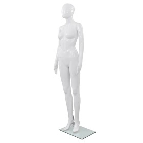 Maniquí de mujer completo base de vidrio blanco brillante 175cm de vidaXL, Maniquís - Ref: Foro24-142928, Precio: 173,99 €, D...