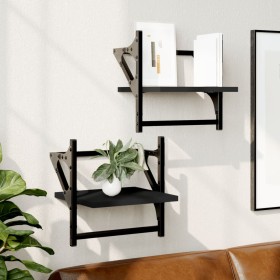 Wall shelves with bars 2 units black 30x25x30 cm by , Shelves and shelves - Ref: Foro24-836233, Price: 19,44 €, Discount: %