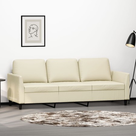 3-seater cream-colored synthetic leather sofa 180 cm by , Sofas - Ref: Foro24-359339, Price: 311,24 €, Discount: %