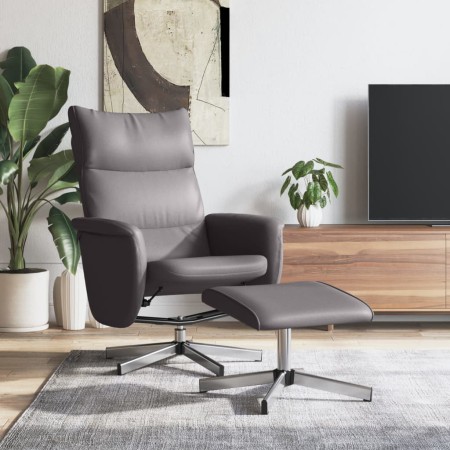 Sillón reclinable con reposapiés cuero sintético gris de , Sillones - Ref: Foro24-356591, Precio: 161,46 €, Descuento: %