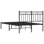 Bed frame with black metal headboard 120x200 cm by , Beds and slatted bases - Ref: Foro24-373689, Price: 91,52 €, Discount: %