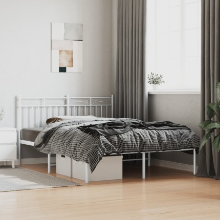 Metal bed frame with white headboard 135x190 cm by , Beds and slatted bases - Ref: Foro24-373739, Price: 91,57 €, Discount: %