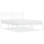 Metal bed frame with white headboard 135x190 cm by , Beds and slatted bases - Ref: Foro24-373739, Price: 91,57 €, Discount: %