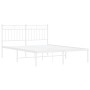 Metal bed frame with white headboard 135x190 cm by , Beds and slatted bases - Ref: Foro24-373739, Price: 91,57 €, Discount: %