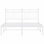 Metal bed frame with white headboard 135x190 cm by , Beds and slatted bases - Ref: Foro24-373739, Price: 91,57 €, Discount: %