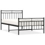 Bed frame with headboard and black metal footboard 107x203cm by , Beds and slatted bases - Ref: Foro24-373705, Price: 77,99 €...