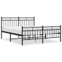 Black metal headboard and footboard bed frame 150x200 cm by , Beds and slatted bases - Ref: Foro24-373711, Price: 112,42 €, D...