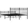 Black metal headboard and footboard bed frame 150x200 cm by , Beds and slatted bases - Ref: Foro24-373711, Price: 112,42 €, D...