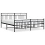 Black metal headboard and footboard bed frame 180x200 cm by , Beds and slatted bases - Ref: Foro24-373713, Price: 120,01 €, D...